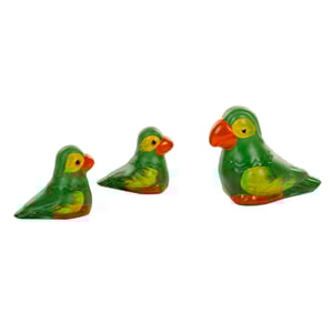 FAMÍLIA PÁSSARO PAPAGAIO TRIO CERÂMICA