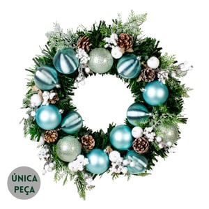 GUIRLANDA NATAL 48 CM BOLAS AZUL E PICK BRANCO