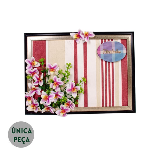 GUIRLANDA ORQUÍDEA 25X33 CM FELICIDADES NO QUADRO