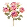 BUQUÊ ROSA X7 5 FLORES 40 CM COM MARGARIDA HORTÊNSIA E COMPLEMENTOS