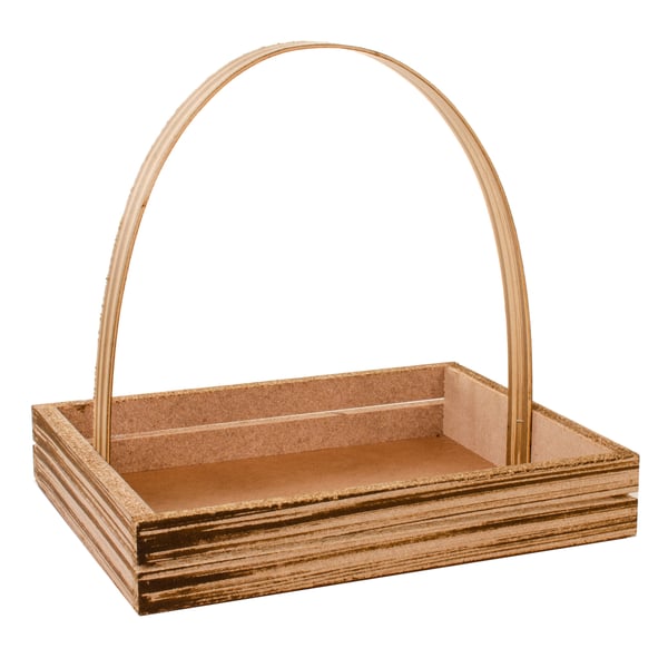 CESTA MADEIRA 7X36X28,5 CM COM ALÇA