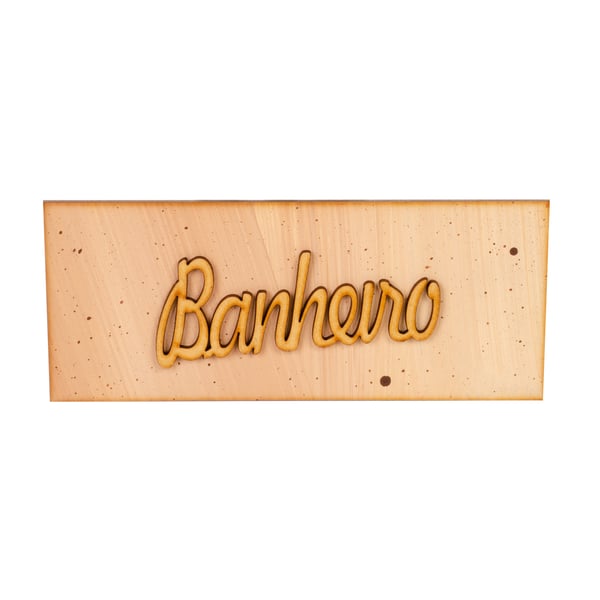 PLACA BANHEIRO 8X19 CM PINTADA MDF