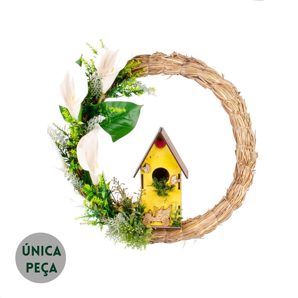 GUIRLANDA COPO DE LEITE 40 CM COM CASA AMARELA