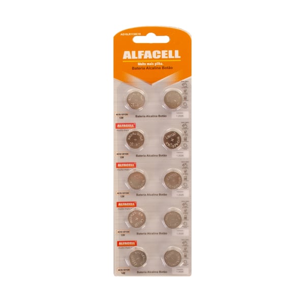 PILHA BOTÃO / BATERIA AG10/LR1130 10 PEÇAS ALCALINA LITHIUM