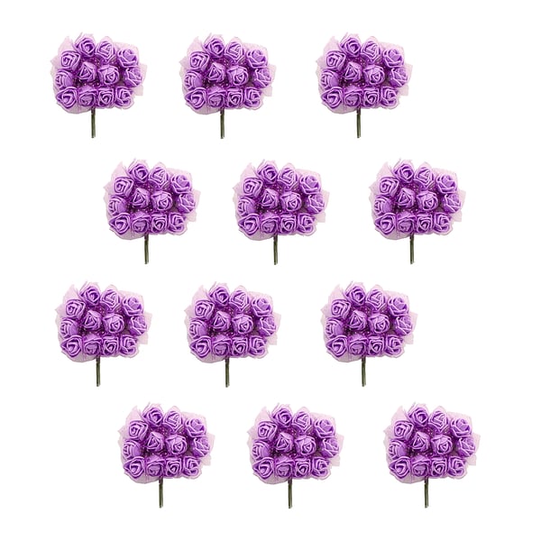HASTE MINI ROSA 144 FLORES 10 CM E.V.A COM TULE