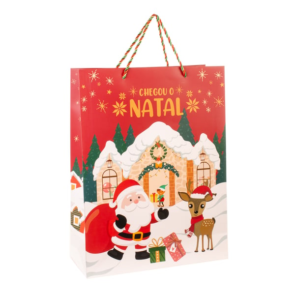 SACOLA PRESENTE NATAL 37X28X12 CM PAPAI NOEL