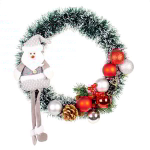 GUIRLANDA NATAL 38 CM PAPAI NOEL CINZA PERNA MOLE