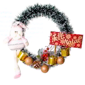 GUIRLANDA FELIZ NATAL 37 CM TAMBOR E BOLAS