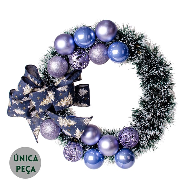 GUIRLANDA NATAL 42 CM BOLAS E LAÇO AZUL