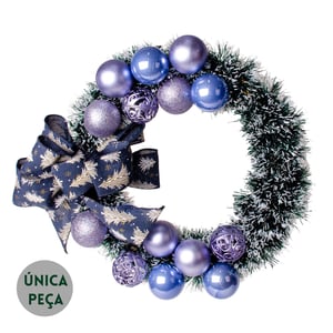 GUIRLANDA NATAL 42 CM BOLAS E LAÇO AZUL