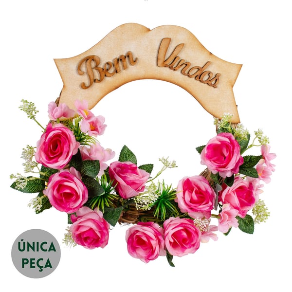 GUIRLANDA BEM VINDOS 35 CM ROSA COM SEMENTES