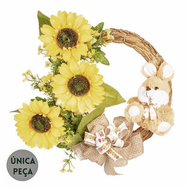 GUIRLANDA COELHO PÁSCOA 42 CM GIRASSOL E LAÇO