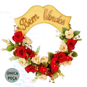 GUIRLANDA BEM VINDOS 46 CM ROSA E MARGARIDA 