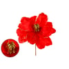 HASTE FLOR NATAL 24 CM MAGNÓLIA VERMELHA BORDA GLITTER