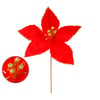 HASTE FLOR NATAL 39 CM POINSÉTIA VELUDO TEXTURIZADA VERMELHA
