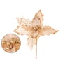 HASTE FLOR NATAL 25 CM POINSÉTIA PÉTALA TELADA COM GLITTER