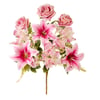 BUQUÊ ROSA E LÍRIO X9 45 CM COM HORTÊNSIA SILICONE