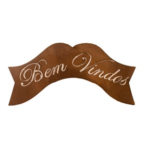 PLACA BEM VINDOS 8X30 CM MARROM MDF