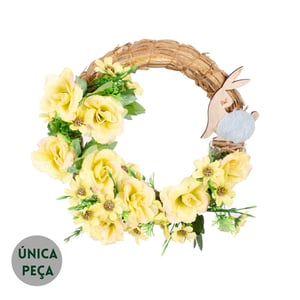 GUIRLANDA DE PÁSCOA 28 CM COELHO ROSAS MARGARIDA