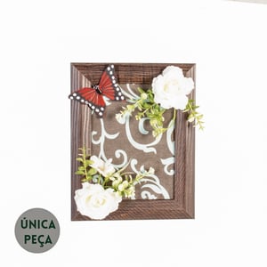 GUIRLANDA ROSAS 13 X19 COM BORBOLETA NO QUADRO