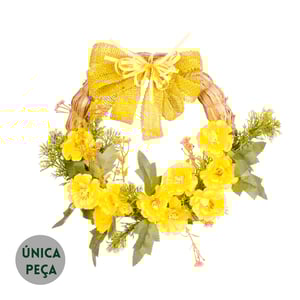GUIRLANDA MARGARIDA 32 CM COM LAÇO E CIPRESTE