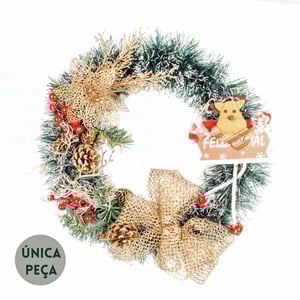 GUIRLANDA FELIZ NATAL 46 CM LAÇO E PICK
