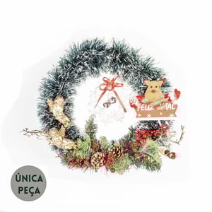 GUIRLANDA FELIZ  NATAL 41 CM PICK ANJOS ESTRELAS