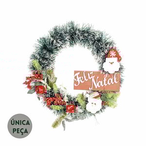 GUIRLANDA FELIZ NATAL 42 CM PAPAI NOEL E PICK