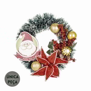GUIRLANDA FELIZ NATAL 42 CM PICK BOLAS FLOR 