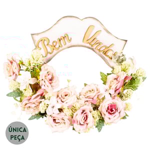 GUIRLANDA BEM VINDOS 42 CM ROSAS 