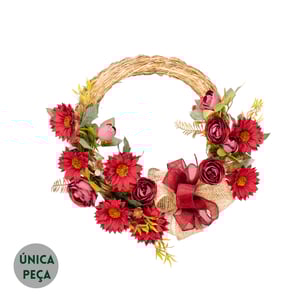 GUIRLANDA GÉRBERA 47 CM COM ROSAS E LAÇO