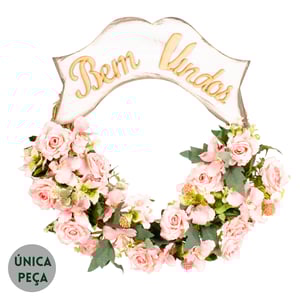 GUIRLANDA BEM VINDOS 45 CM ROSAS E ORQUÍDEA