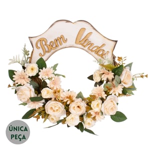 GUIRLANDA BEM VINDOS 44 CM GÉRBERA ROSAS 