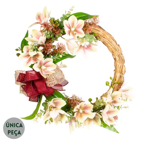 GUIRLANDA ORQUÍDEA 46 CM COM LAÇO