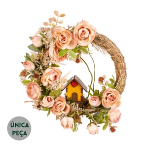 GUIRLANDA PEÔNIA ROSA 35 CM COM CASA