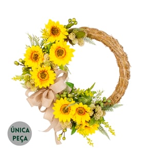 GUIRLANDA GIRASSOL 40 CM COM LAÇO XADREZ