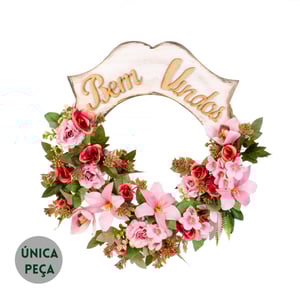 GUIRLANDA BEM VINDOS 35 CM ORQUÍDEA BOTÃO E COMPLEMENTOS