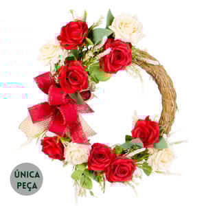 GUIRLANDA ROSA VERMELHA E BRANCA 40 CM COM LAÇO
