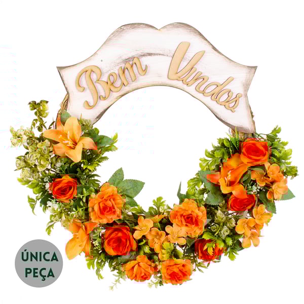 GUIRLANDA BEM VINDOS 40 CM LÍRIO E BOTÃO