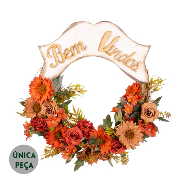 GUIRLANDA BEM VINDOS 40 CM GÉRBERA MARGARIDA OUTONAL