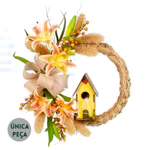 GUIRLANDA CASA AMARELA 45 CM COM LÍRIO SILICONE