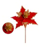 HASTE FLOR NATAL 34 CM POINSÉTIA VELUDO BORDA E MIOLO GLITTER