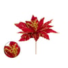 HASTE FLOR NATAL 25 CM POINSÉTIA VELUDO MIOLO EUCALIPTO GLITTER