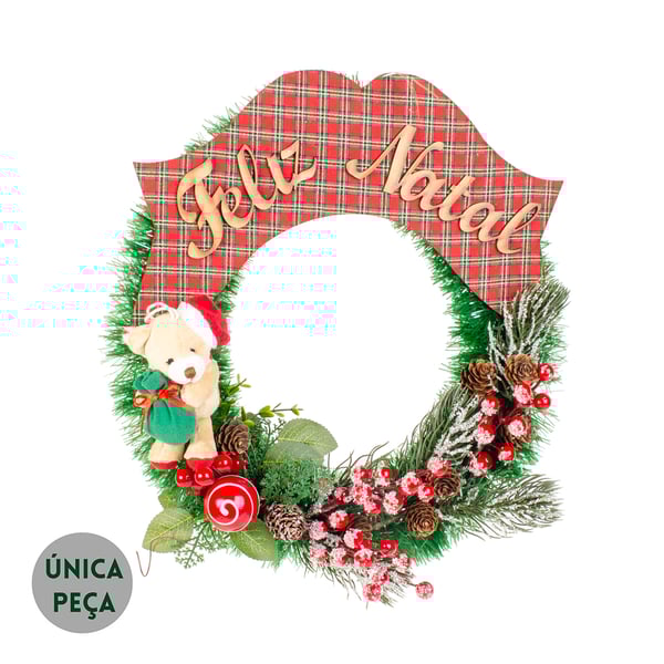GUIRLANDA FELIZ NATAL 39 CM COM PAPAI NOEL PICK SEMENTES 