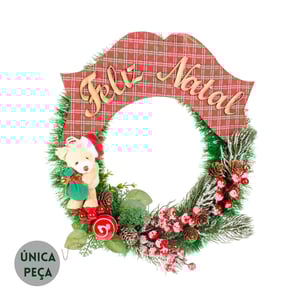 GUIRLANDA FELIZ NATAL 39 CM COM PAPAI NOEL PICK SEMENTES 