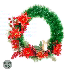 GUIRLANDA DE NATAL 38 CM COM ESQUILO FLORES E PICK 