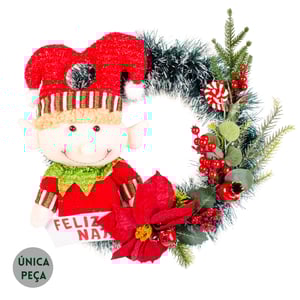 GUIRLANDA FELIZ NATAL 40 CM COM DOENDE CIPRESTE  FLOR DE NATAL