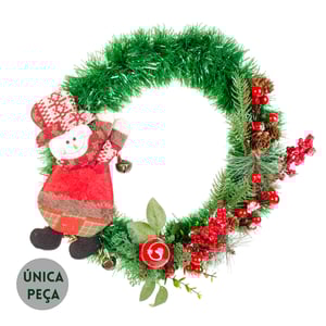 GUIRLANDA DE NATAL 40 CM COM BONECO DE NEVE CIPRESTE 
