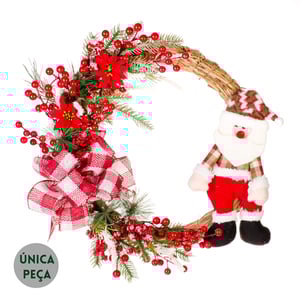 GUIRLANDA NATAL 49 CM PAPAI NOEL SEMENTES E LAÇO