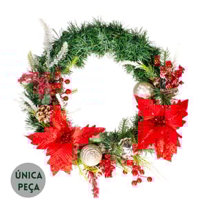 GUIRLANDA NATAL 43 CM BOLAS FLOR LAVANDA SEMENTES